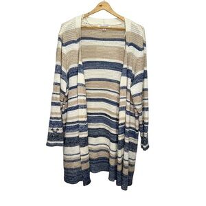 99 Jane Street Striped Multi Colour Knit Open Front Cardigan Size 1x